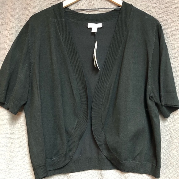 Charter club 2X black knit short sleeve bolero shrug - Picture 1 of 6